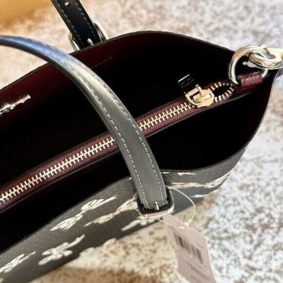 Coach Bow Black&White leather Mollie 25 handbag crossbody satchel NWT Authentic - Picture 4 of 8